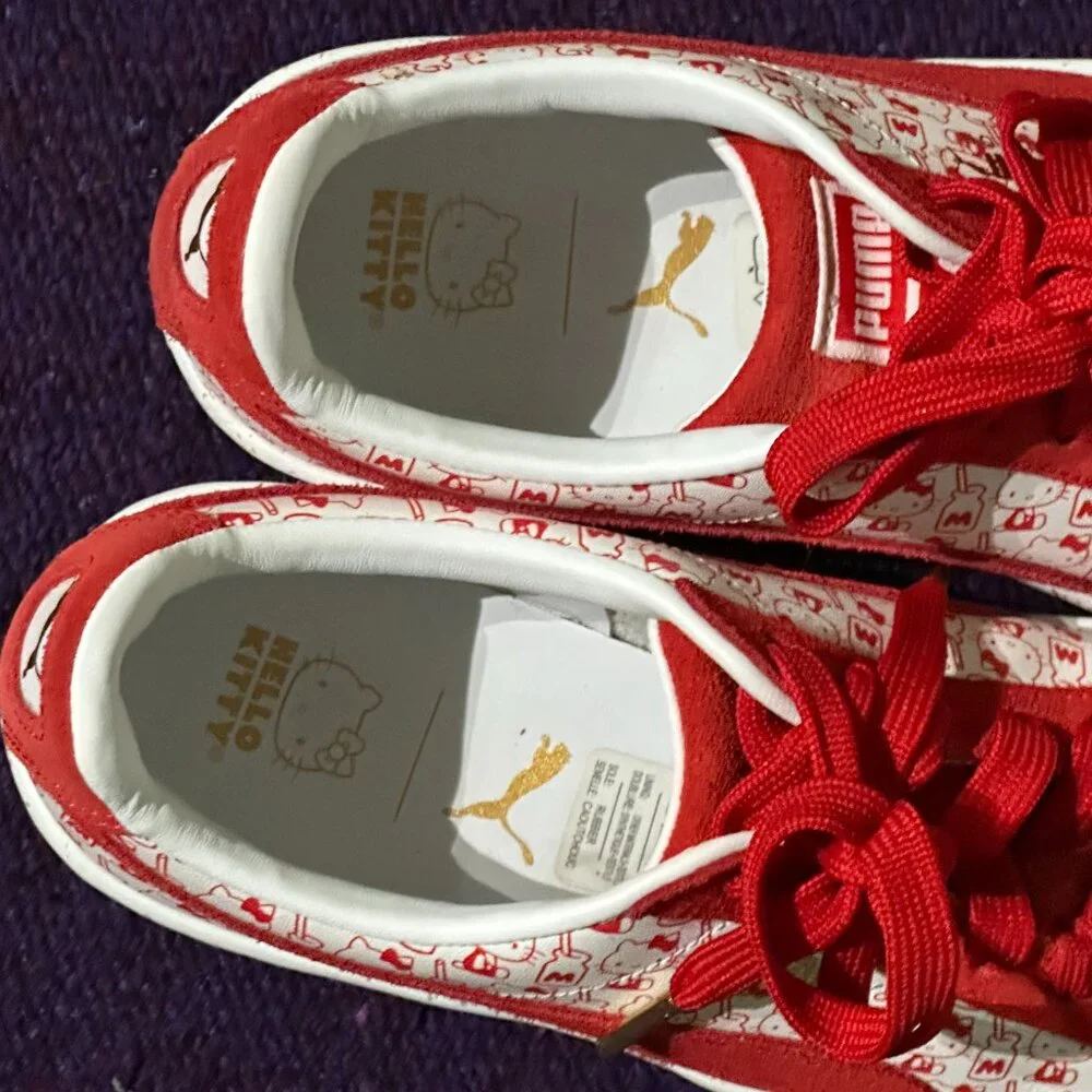 Puma x Hello Kitty Super Kawaii Red Suede Sneakers Womens 7.5 Almost Never Worn! - Picture 7 of 9